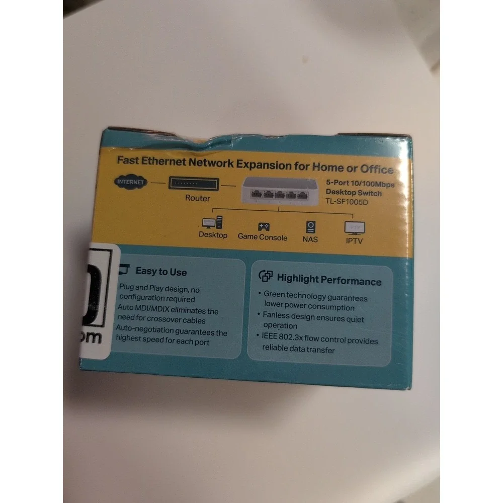TP Link 5 Port TL-SF1005D 10/100 Mbps Desktop Switch New - Picture 2 of 3